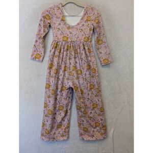 Posh Peanut Kids Purple Floral Bamboo Long Sleeve Jumpsuit Size 9/10